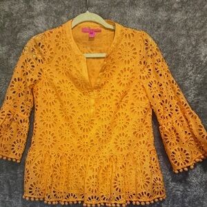 Lilly Pulitzer Tangerine Eyelet Peplum Tunic